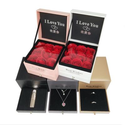 China Recycled Materials Cardboard Rose Jewelry Box Mom Mother's Day Iimmortal Flower Custom Paper Box For Gift for sale