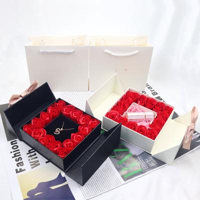 China Recycled Materials Cardboard Rose Jewelry Box Mom Mother's Day Iimmortal Flower Custom Paper Box For Gift for sale