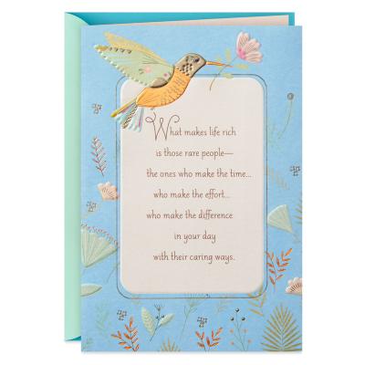 China Europe Free Sample Custom Printing Thanksgiving Cards Thank You Hummingbird Greeting Cards for sale