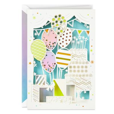 China Europe Custom Printing Thank You Happy Birthday Card Greeting Recordable Paper Pop Up Gift Cards for sale