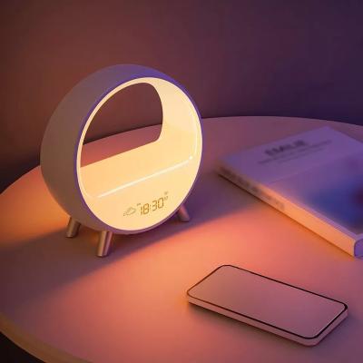 China Modern Color Changing Lamp Rechargeable LED Table Light Audio RGB Tables Lamp Bedroom Smart Touch Sensing Bedside Table Lamp Snooze Light Alarm Clock for sale