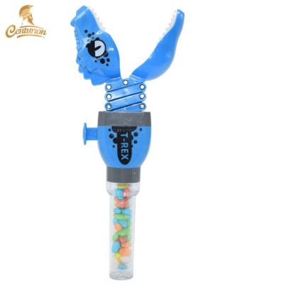 China Normal Flexible Dinosaur Candy Spring Tongs Plastic Toy With Tablet Candy For Sales for sale