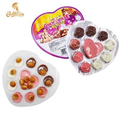 China Wholesale Energy Bar 3 in 1 Rose Shape Sweet Candy Love Heart Cookie Chocolate for sale