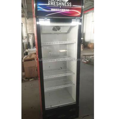 China Single-temperature Supermarket Display Showcase Glass Beverage Drinks Cooler Refrigeration Refrigerator for sale