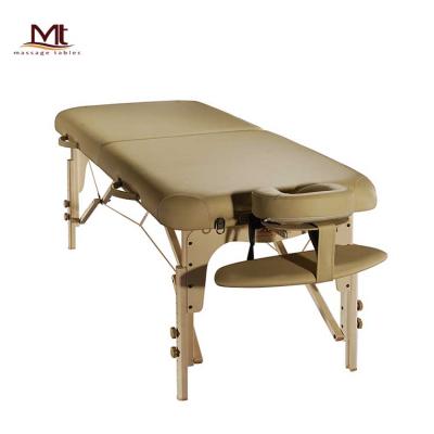 China Luban-Fabius New High Quality Adjustable Lightweight Portable Wood Waist Folding Salon Bed Physiotherapy Bed Massage Table for sale