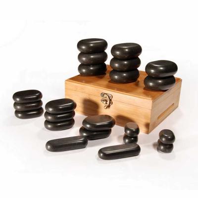 China Professional High Quality Cheap Price Mt 22Pcs Body Luxury Massage Stone Set Hot Stone Set Spa Stone Set With A Bamboo Box for sale