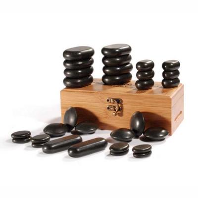 China China Manufacture Factory Price Mt 30 Pcs Body Massage Stone Kit Basalt Hot Stone Set Nature Massage Stone Set With Bamboo Box for sale