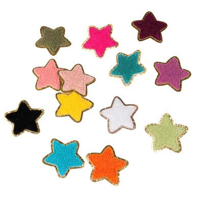 China Sustainable ZSY Colorful Glitter Chenille Star Patches Chenille Patches Heat Press Patches for sale