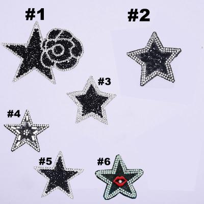 China Handmade ZSY Rhinestone Star Diamond Iron Patches for Clothing Iron-On Flower Patch 3D Applique Iron on Transfer Patches for sale