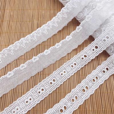 China Sustainable ZSY Factory Supply White Embroidered Bridal Cotton Border Rinbon Embroidery Lace Trim for sale