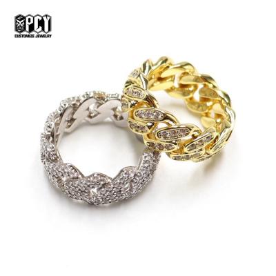 China Hot Selling Hip Hop Fashion Jewelry High Quality Wedding Ring White Plain Diamond Promise Ring Yellow Pink Yellow for sale