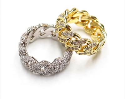 China Wholesale High Quality Gold Iced Out Micro Pave With Full Zircon Rings Gold Jewelry for sale