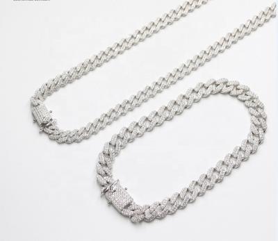 China Hot Selling NO--Feature 13MM Iced Out Miami Cuban Link Necklace Gold Plated Necklaces Silver Chain Mens Diamond Chain Bling Bling For for sale