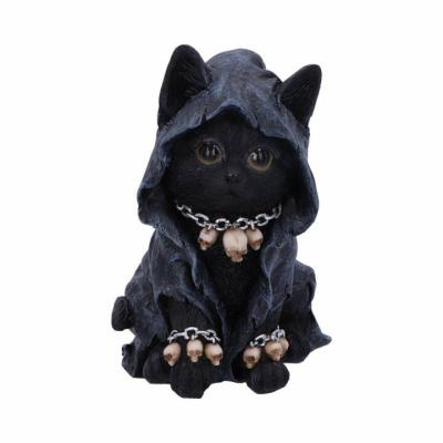 China Holiday decoration & Gift Holiday Decoration & Resin Masked Reaper Cat Figurine Halloween Gift God of the Dead Black Cat Home Decor Resin Opens Garden Decoration Ornaments for sale