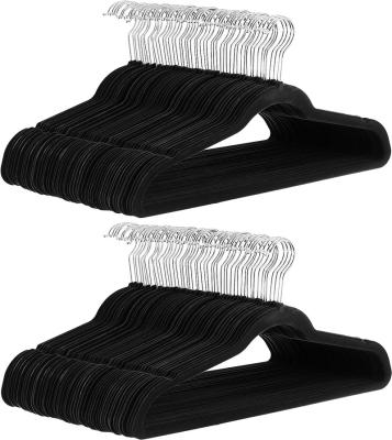 China Clothes Drying 50PK Black Velvet Hanging Hangers Non Slip Hangers For Wholesale for sale