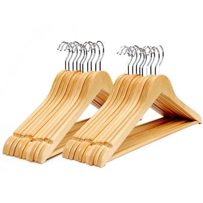 China Clothes Drying Smooth Natural Wooden Durable Wooden Hangers for Wholesale for sale