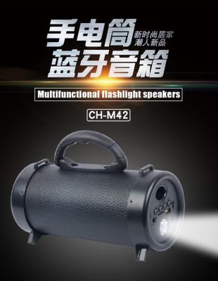 China CH-M42 medium barrel with flashlight bluetooth speaker (call, music player) / TF / FM / USB / AUX / built-in battery / for sale