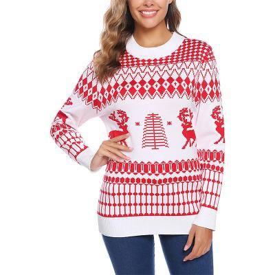 China Anti-wrinkle fall winter elk jacquard long sleeved women's sweater custom made/fashion knitted Christmas ugly sweater 2022 for sale