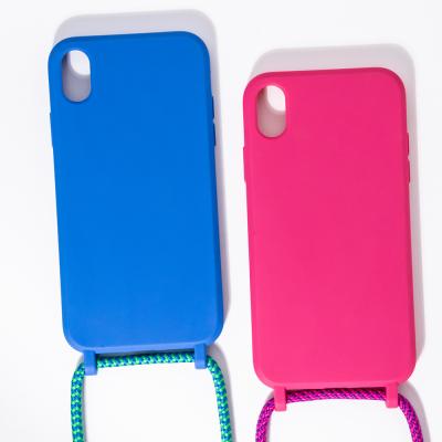 China China shockproof factory supplied new good quality straight edge color candy solid soft silicone chain phone case for iPhone 12 for sale