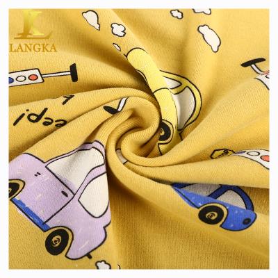 China Anti Pill Langka Brush Print Fabric Cotton Knitting Rib Knit Fabric Soft for sale