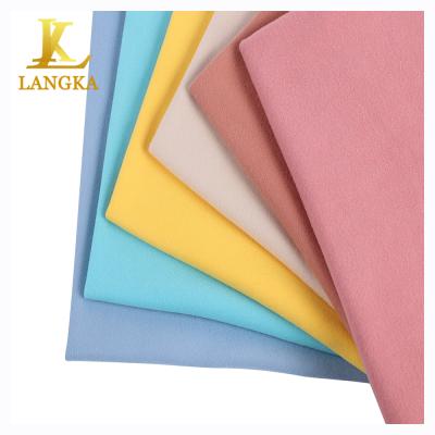 China Double Faced Langka Recycled Double Sides Brushed 4 Way Stretch Polyester Spandex DE Velvet Knit Fabric for sale