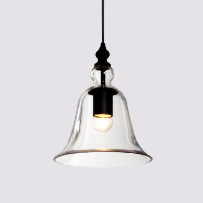 China Glass Vintage Hanging Pendent Light With Big Bell Glass Shade For Home Decor for sale