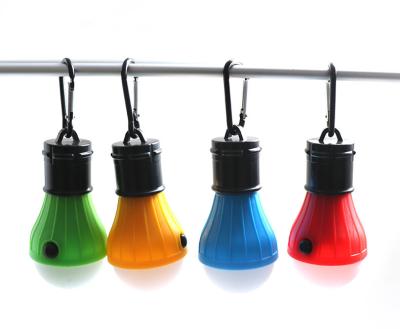 China Mini Outdoor Cheap AAA Batteries Hang 3 LED Portable Camping Tent Light Lamp With Key Chain for sale