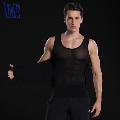 China Breathable Men Shapewear Stomach Control Belt Vest Waist Trimmers Corset Compression Slimming Abdomen Tank Tops Hook And Eye Closure for sale