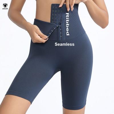 China Breathable Custom Logo Waist Seamless Waist Biker Butt Lift Up Slimming Trainer Shaper Yoga Corset Pants Shorts Without Lace for sale