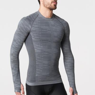 China Antibacterial Bodybuilding Custom Men's Gym Sport Muscle T-shirt Thumb Hole Underwear Base Layer Thermo Seamless Top T-Shirt Long Sleeve for sale