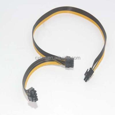 China Pcie Cable 6pin 8pin PCIe Cable To Dual 8 Pin 6+2 Pin Connectors Graphics Card 60+20cm PSU Riser Adapter Cable of 18 A.W.G. for sale