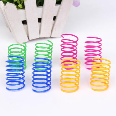 China New 2021 Cute Colorful Plastic Pet Cat Toy Viable Bite Toy Cat Plastic Spring Toys Para mascotas gatos for sale