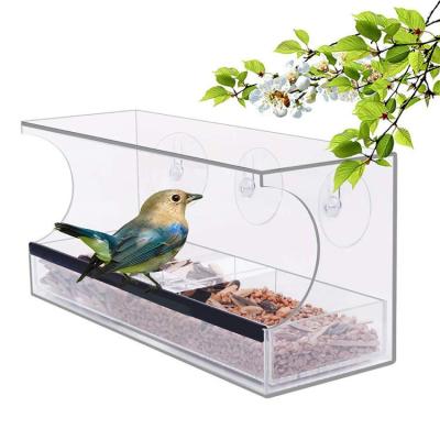 China Viable Wholesale Acrylic Transparent Bird Cage Rectangular Parrot Feeder for sale