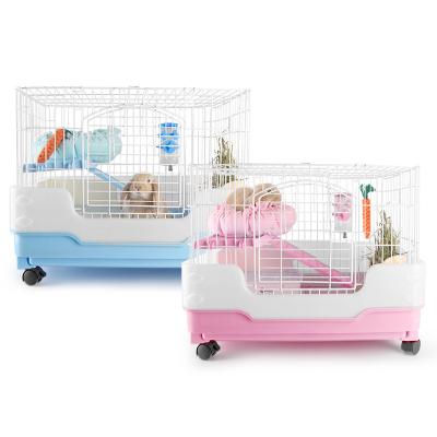 China Sustainable Chinchilla Double Cage Indoor Rabbit Deluxe Household Cage For Small Animals Pet Nest for sale