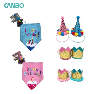 China Viable Factory Direct Pet Birthday Triangle Scarf Dog Bandana And Birthday Party Hat for sale