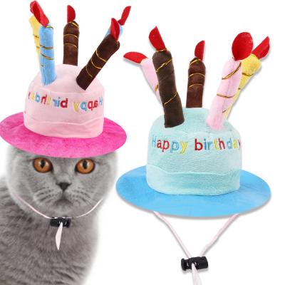 China Viable Wholesale Cute Cute Birthday Pet Dress Up Dog Birthday Cake Hat With Candles Pet Supplies for sale