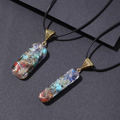 China Natural China Ogan Energy Crushed Stone Inside Hot Selling Crystal Pendant Geometric Chakra Necklace 2022 for sale