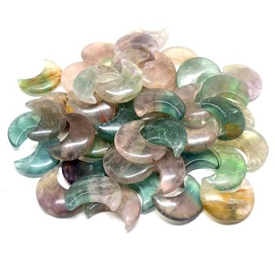 China China Wholesale Hand Carved Semiprecious Stone Crafts Natural Crescent Moon Shaped Crystal Fluorite Bowl 3cm for sale