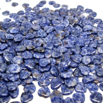 China China Dot Natural Stone Crafts A Grade Blue Puffy Gemstone 20mm Love Heart For Decoration for sale