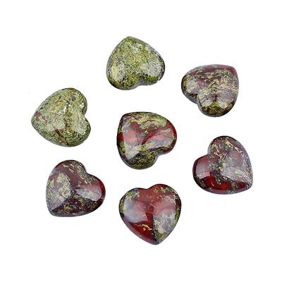 China Natural China Dragon Blood Stone Jewelry Quartz Heart Gem Stone Opens 20mm Grade Love Christmas Puffy Gift for sale