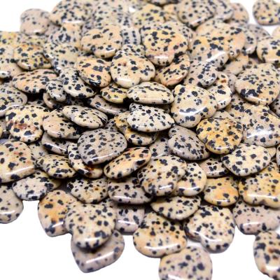 China Natural China Dalmation Jasper Gemstone Jewelry Quartz Heart Gem Stone Opens Grade 20mm Puffy Love Christmas Gift for sale