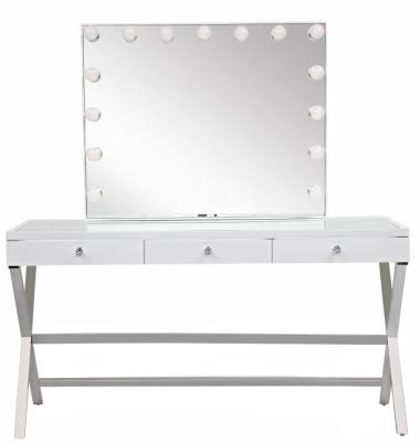 China Latest Arrival Modern Design Customized Modern Design Household Girls Vanity Dressing Makeup Mirror Table With Led Lights for sale