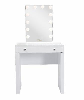 China New Style Logo Hotel Eco-Friendly Modern Durable Custom Drawer Single Drawer White Vanity Makeup Table With Mirrors for sale