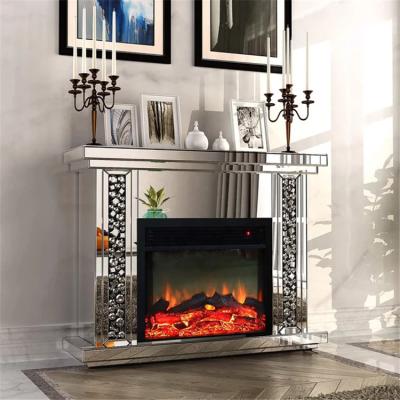 China OEM Manufacturer Adjustable Modern Professional Modern Hotel Apartment Silver Fascinating Mirrored Electric Fireplace (Others) Furniture With Custom Size for sale