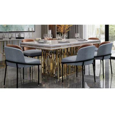 China Stainless Steel Adjustable Luxury Modern Custom Rectangle Kitchen Restaurant Nordic Gold Marble Dining Table (Other) for sale