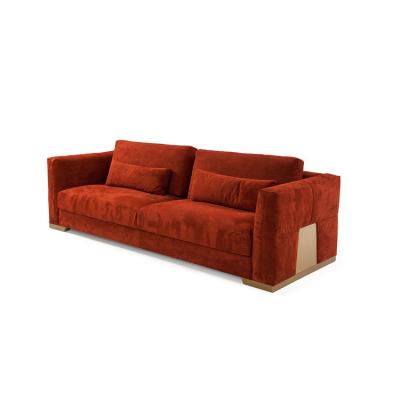 China China OEM Manufacturer Professional Nordic Adjustable Household 3 Seats Red Chesterfield Fabric (Other) Velvet Sofa For Apartment for sale