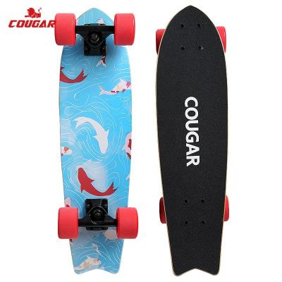 China Adult Cougar Small Fish Skateboard Short Board Single Rocker Skateboards 7 Layer Maple Double Kick Deck Cruiser Full Tower Skateboards for sale