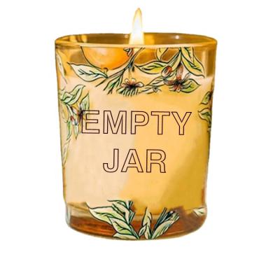 China Home Decoration Factory Around Empty 200ml 300ml 400ml Custom Jar Matte Amber Green Glass Candle 16 Ounce Candle Jar With Lids for sale