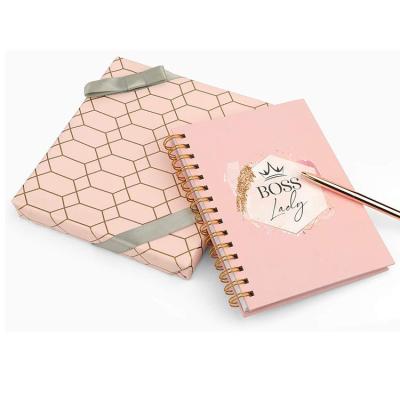 Cina Set regalo per notebook e penne in foglio d'oro rosa per ragazze Set di carte da ufficio di lusso personalizzato in vendita