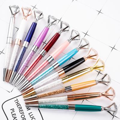 China 2.5g Ink Color Red Big Top Diamond Pen Multi Color Diamond Crystal Ballpoint Ball Pen For Wedding Gift for sale